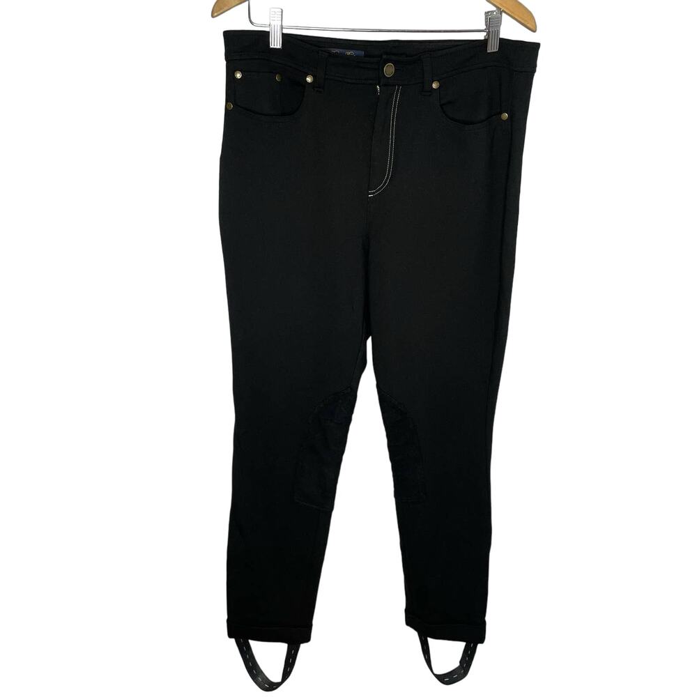 Brooks Brothers Black Strech 5-Pocket Riding Pants Suede Patches Size 14